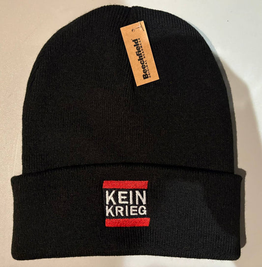 Beanie-Mütze mit Stick "Kein Krieg"